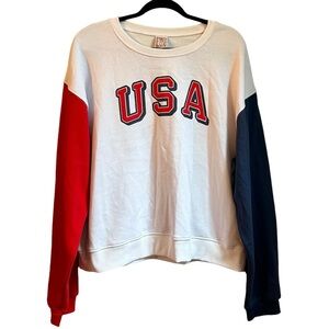 Modern Lux Women's Plus Size USA Colorblock Graphic Sweatshirt Sz 2X America NEW